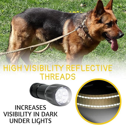ADITYNA Tactical Bungee Dog Leash 6ft-7.5ft - Shock Absorbing Lead with 2 Padded Handles, Metal Clasp, Car Seatbelt - Heavy Duty No Pull for Medium, Large & XL Breeds