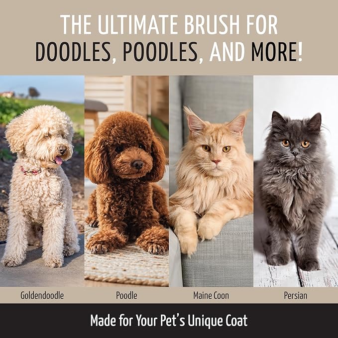 Tauro Pro Line Dog Brush for Shedding - Labradoodle, Goldendoodle or Poodle Long or Medium Hair - Slicker Brush for Dogs & Cat Grooming, Flexible Cushion & Non-Slip Grip (Size M - Purple)
