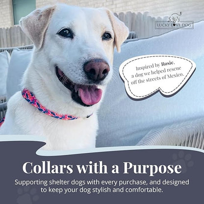 Lucky Love Dog - Adjustable Dog Collar with Easy Click Buckle for Large Ones, Durable, & Comfortable for Male & Female Dogs, Pet Collar for Puppies & Adult Dogs - Rosie, Large