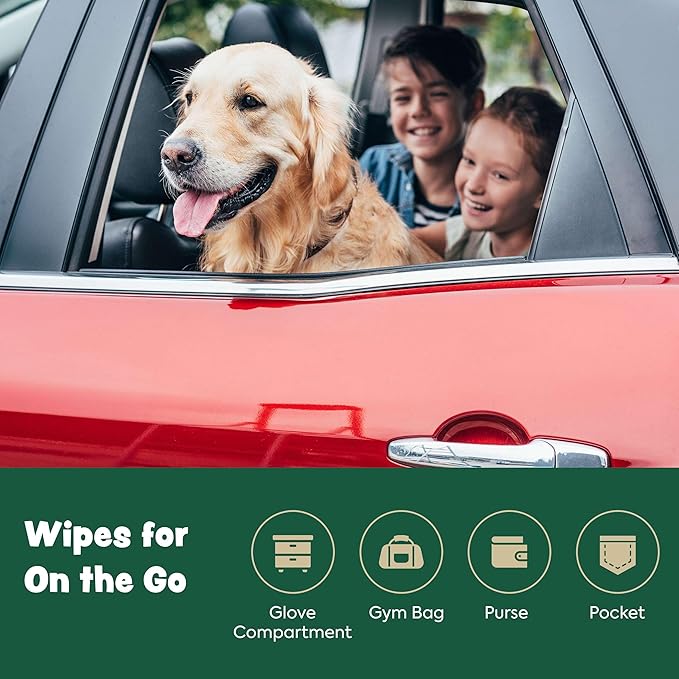 Bark & Clean 440 Dog Wipes for Cleaning and Deodorizing - 4 Pack of 110 8.5" x 9" Bamboo Pet Wipes - Compostable, Hypoallergenic Puppy Wipes - Dog Wipes for Paws, Butt, and Body