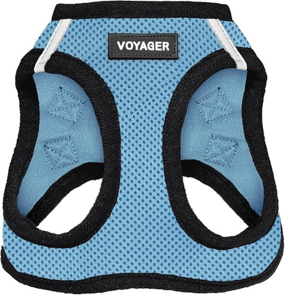 Best Pet Supplies Voyager Step-in Air Harness - All Weather Mesh, Reflective, No Pull Harness for Dogs, Cats - Secure with Hook & Loop Fastener, Buckle, Double D-Rings - Baby Blue/Black Trim, M