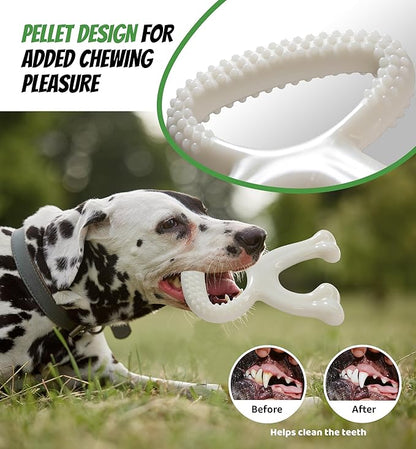IPTPAS Durable Dog Chew Toy for Aggressive Chewers, Indestructible Nylon Bone Dental Care Teeth Cleaning Chew Toy for Small, Medium and Large Dogs, Keep Them Busy, Irresistible Beef Flavor (White)