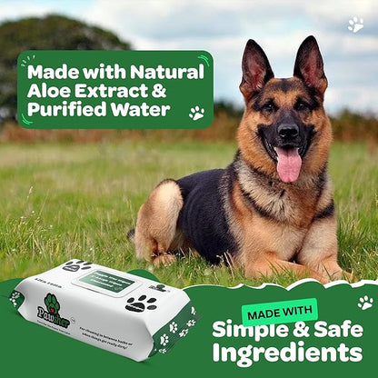 Unscented Dog Wipes for Cleaning & Deodorizing - XL, Thick & Hypoallergenic Pet Wipes for Dogs Paws, Butt and Body - Made with Naturally Safe Ingredients Like Aloe Vera (160 Count)