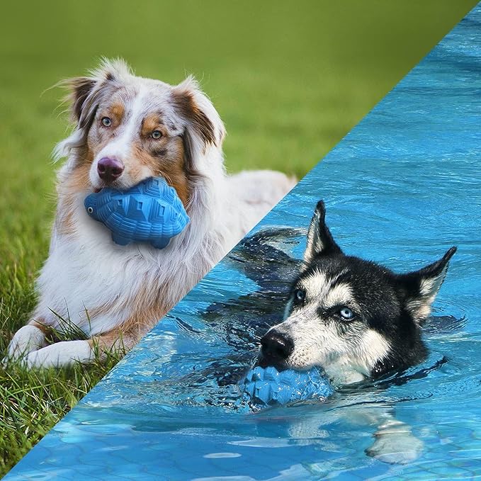 Indestructible All-Rubber Squeaky Dog Toy for Aggressive Chewers, Tough Durable Chew Toy for Medium & Large Breeds, Safe One-Piece Turtle Design, Teeth Cleaning & Boredom Relief