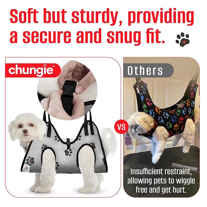 Dog Grooming Hammock for Dogs – Pet Restraint for Nail Trimming with Pet Nail Clipper – Dog Sling for Grooming, Pet Hammock for Nail Cutting & Grooming Harness (Legs Spacing: 9-12”)/Max W:30lb)