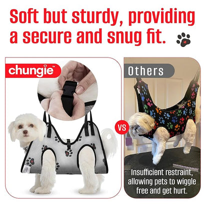 Dog Grooming Hammock for Dogs – Pet Restraint for Nail Trimming with Pet Nail Clipper – Dog Sling for Grooming, Pet Hammock for Nail Cutting & Grooming Harness (Legs Spacing: 9-12”)/Max W:30lb)