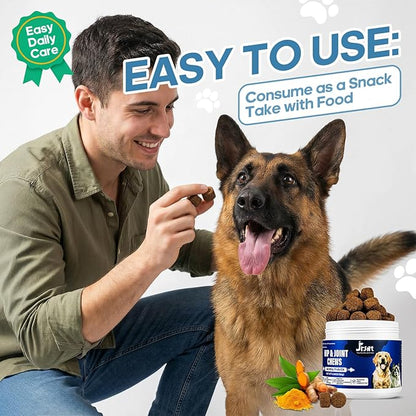 Dog Hip and Joint Supplement – Glucosamine Chondroitin Turmeric MSM Omega 3 – Dog Joint Supplement & Mobility Support for Large Breed, Senior & Active Dogs and Cats