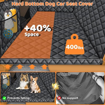 URPOWER Back Seat Extender for Dogs - Hard Bottom Dog Car Seat Cover with 1PC Leak-Proof Pee Pad, Dog Hammock for Car and SUV, Pet Rear Seat Protector Dogs Travel Bed