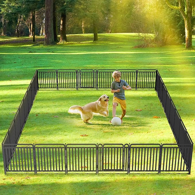 New Thickened Version Dog Playpen, 32 Inch Dog Fences for The Yard, Portable Outdoor Dog Playpen for Large/Medium/Small Dogs, Foldable Metal Dog playpen, with Doors (16 Panels, 32 Inch)