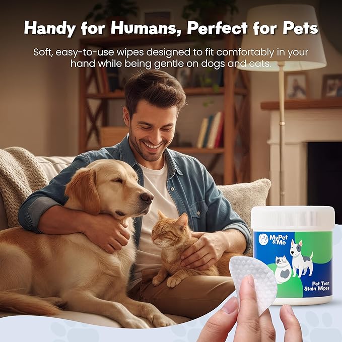 My Pet & Me Dog Eye Wipes & Cat Eye Wipes – 120 Ct | Pet Eye Wipes Tear Stain Remover | Natural Plant-Based, Hypoallergenic & Fragrance-Free Wipes for Dirt, Discharge & Complete Daily Eye Care