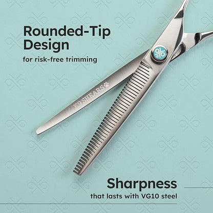 7” Dog Grooming Chunker Scissors – 42 Teeth, VG10 Japanese Steel User-Friendly Pet Thinning Shears | Matte Anti-Glare Finish | Lightweight, Ergonomic, Handcrafted | Thinning Rate 50% | K9 Shears