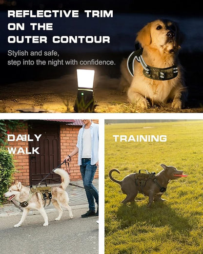Tactical Dog Harness Medium Sized, Heavy Duty No Pull Dog Harness with Handle, Easy On and Off Service Dog Vest with Molle System, Reflective Pet Vest for Walking Hiking Training