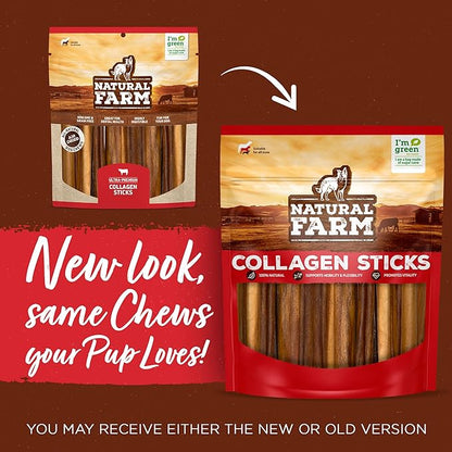 Natural Farm Odor Free Braided Collagen Chews for Dogs (12 Inch, 12 Pack), Collagen Sticks, Natural Dog Chews, Long Lasting, for Small, Medium and Large Dogs, Odor-Free, Rawhide Alternative