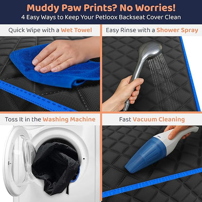 Petloox Dog Car Seat Cover for Back Seat, Waterproof Hammock for Car, SUV & Truck, Non-Slip Backseat Cover for Dogs, Heavy-Duty Dog Hammock Style Seat Protector Pets, Easy to Install & Clean