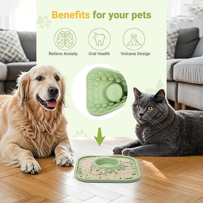 Bifeaw Lick Mat for Dogs with Suction - Dog Cat Lict Mat to Keep Them Busy - Puppy Lick Mat for Anxiety Relief (Blue and Yellow)