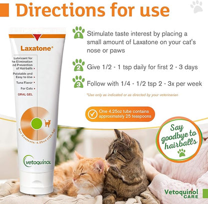 Vetoquinol Laxatone: Oral Hairball Lubricant Gel for Cats – Tuna-Flavored, 4.25oz