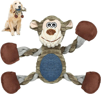 BUYPOW Dog Toys for Large Dog - Plush Squeaky Medium & Small Dog Toys - Stuffed Animals Puppy Toys - Funny Cute Dog Toys for Dog Birthday Presents (Monkey)