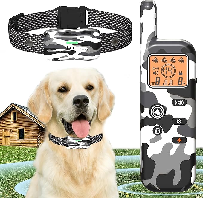 Htcuto GT1-Wireless Dog Fence & Ultrasonic Training Collar - 1160-Yard Adjustable Boundary for Outdoor, 4 Modes (Beep/Vibration/Static/Ultrasonic), Waterproof, 185-Day Standby-1 Dog
