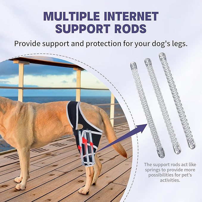 Dog Knee Brace for Torn Acl Hind Leg,Adjustable Four-Legged Universal Dog Knee Brace with Metal Support Strip,Keeps Joints Stable&Relieve Joint Pain and Ligament Damage,Size L.