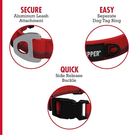 Tuff Pupper Heavy Duty Dog Collar | Tough Dogs Collar | Reflective Collars with Aluminum D-Ring Leash Clip | Separate ID Tag Attachment Keeps Engraved Dog Tags Quiet | Easy Sizing for All Breeds