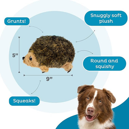 Outward Hound Hedgehogz Stuffed Dog Toy – Soft Plush Hedgehog, Grunts & Squeaks, Medium, 9" x 5" x 6.5"