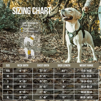 OneTigris Tactical Dog Harness Vest,No-Pull Service Dog Vest with Hook & Loop Panels,Adjustable Dog Vest Harness for Walking Hiking Training(Green,XXS)