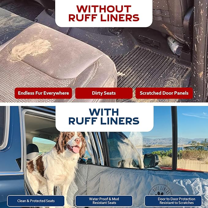 Ruff Liners Large Dog Seat Cover, Black – As Seen on Shark Tank – Back Seat Protector for Full-Size Trucks – Waterproof, Machine-Washable, Touch Fasteners, & Belt Slots – Heavy-Duty Dog Hammock