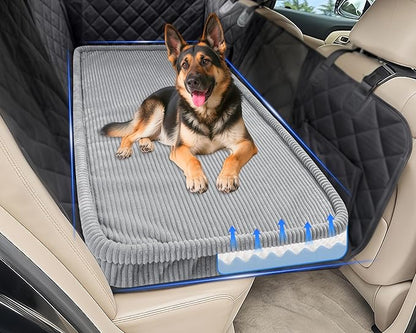Dog Car Bed, Non-Slip Backseat Extender Pet Mat, Removable Washable Dog Bed for SUVs, Sedans & Trucks, Anti-Slip Travel Bed for Dogs, Easy Clean & Scratch-Proof & Comfort Light Gray (50"×24.6")
