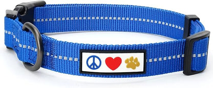 Pawtitas Recycled Dog Collar with Reflective Stitched Puppy Collar Made from Plastic Bottles Collected from Oceans Medium Blue Ocean