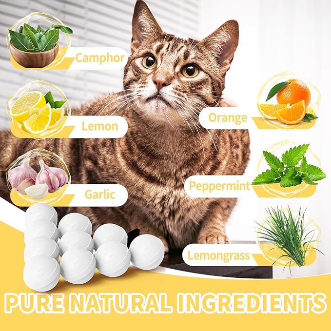 Ponal Cat Deterrent Outdoor, Natural Cat Repellent Ball Outdoor Indoor Keep Cats Out of Yard Lawn Garden Prevent Scratch and Chew, 10 Pack