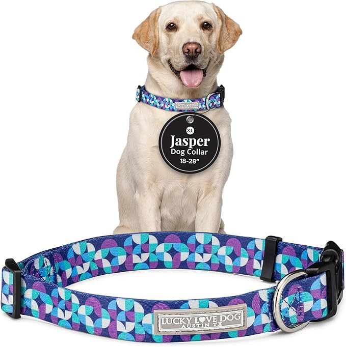 Lucky Love Dog - Adjustable Dog Collar with Easy Click Buckle for Large Dogs, Durable, & Comfortable for Male & Female Dogs, Pet Collar for Puppies & Adult Ones - Jasper, XL