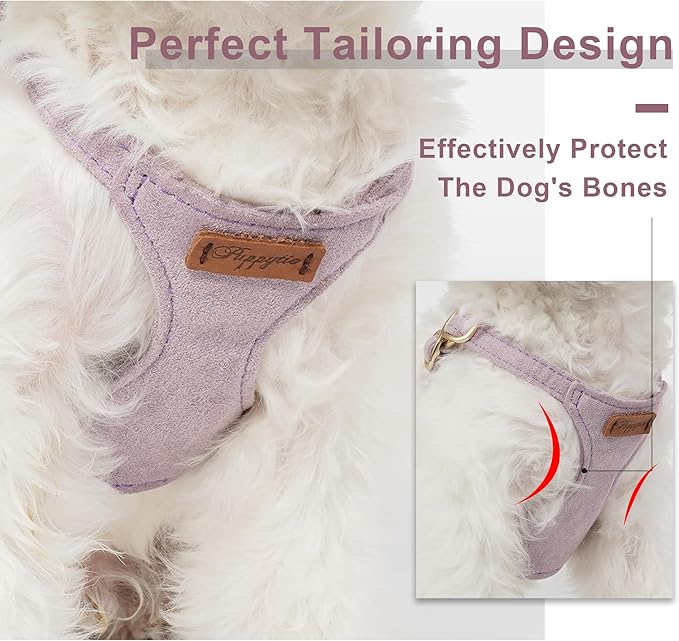Puppytie No Pull Dog Harness with Multifunction Dog Leash,Soft Adjustable No Choke Escape Proof Pet Harness Vest for Medium Dogs or Large Dogs,Light Purple,M