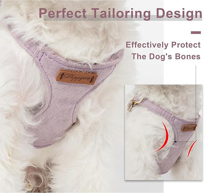 Puppytie No Pull Dog Harness with Multifunction Dog Leash,Soft Adjustable No Choke Escape Proof Pet Harness Vest for Medium Dogs or Large Dogs,Light Purple,M