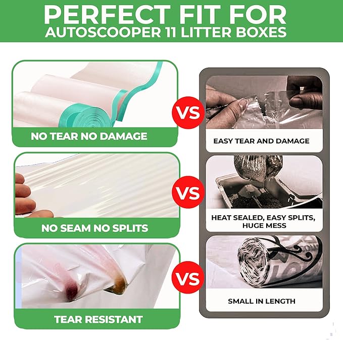100 Count Cat Litter Liners - 23.62x11.81 Inches - Compatible With Petpivot Autoscooper 11 and Neakasa Litter Box M1 - Leak & Tear Proof Heavy Duty Drawstring in Center for Easy & Mess-Free Cleaning