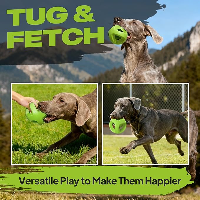 Fida Natural Rubber Dog Balls for Aggressive Chewers, Durable Dog Chew Toys for Large Dogs, Interactive Fetch & Tug of War Toys for Medium Large Breed Non-Toxic Dish Washable,4.5 * 4.5"