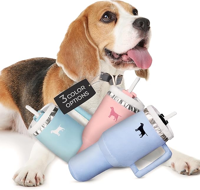 Pup Cup Tumbler Dog Toy – Cute Girl Dog Toy, Valentines & Birthday Gift, Interactive Squeaker, Fun Puppy Present (Lavender Purple)
