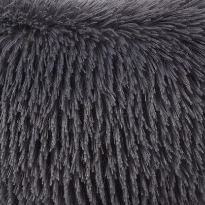Calming Donut Dogs Beds for Medium Dogs up to 45 lb,30inch Anti-Slip Plush Round Dog Bed with Raised Rim,Fluffy Faux Fur Pet Bed for Cozy Sleep,Dark Grey