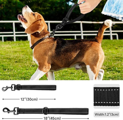 Dog Leash, Short Dog Leash, Leashes for Large Breed Dogs,Traffic Padded Handle- Reflective Training Lead, Perfect for Medium to Large Dogs(12 Inch, Black)