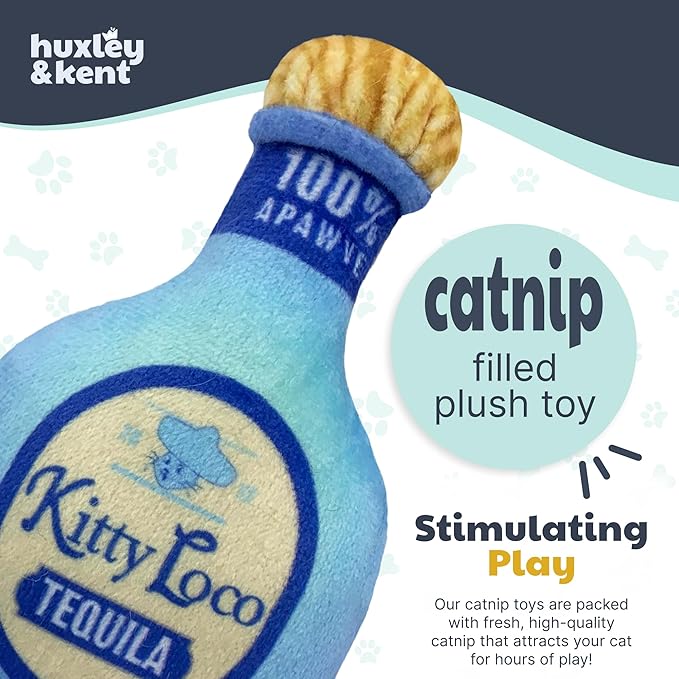 Huxley & Kent Plush Cat Toy - Interactive Catnip Toy for Cats & Kittens - Soft Kitty Toy with Crinkle & Catnip - Fun Indoor Play Toy - Kitty Loco Tequila