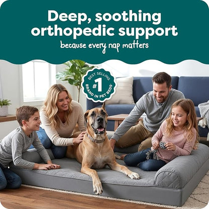 FurHaven Classic Sofa Orthopedic Dog Bed for Large Dogs, Egg Crate with a Solid Orthopedic Foam Base for Joint Support, Removable Washable Cover, Jumbo Plus XXL, Quilted Sofa, Silver Gray
