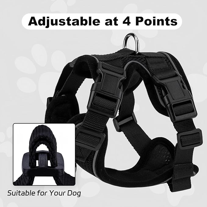 Small Dog Harness and Leash Set, No Pull Adjustable Pet Harness for Small Dogs, Breathable Mesh Rflective Dog Vest Harness (Black, M)