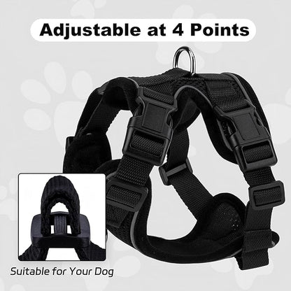 Small Dog Harness and Leash Set, No Pull Adjustable Pet Harness for Small Dogs, Breathable Mesh Rflective Dog Vest Harness (Black, M)