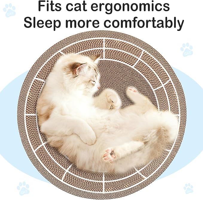 UUig Cat Scratcher, 17.7x17.7 inches Cardboard Cat Scratchers for Indoor Cats, Large Cat Scratching Board, Round Bowl Cat Scratch Pad Bed with Catnip