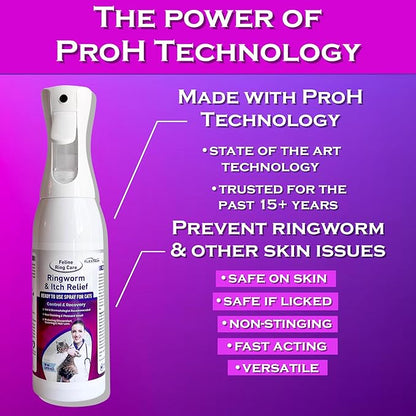 Feline Ring Care | Control & Help with Cat Ringworm, Mange, Dermatitis, Itchy Skin, Dog Paw Yeast. Also works on Dogs, Hamsters, Guinea Pigs, Rabbits, etc. Spray for Cats and Itch Relief (Makes 32 oz)