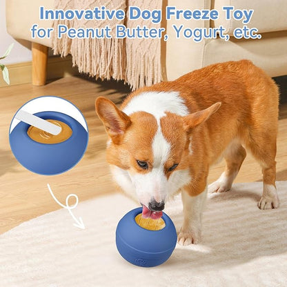 Long-Lasting Interactive Dog Lick Toy, Stuffable Dog Enrichment to Keep Dogs Busy, Wobbly Treat Dispensing Freezable Chew Toys, Food-Grade Safe (Dark Blue,S)