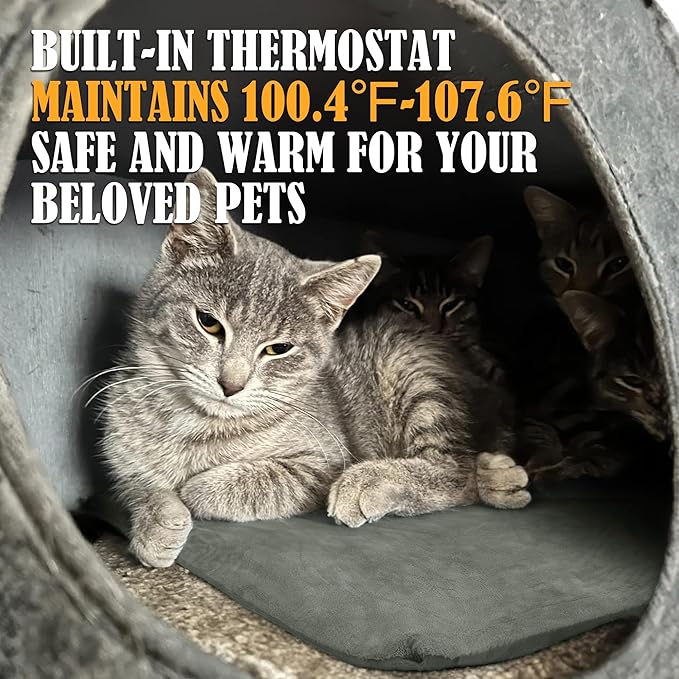 PETNF Outdoor Cat Heating Pad - Safe Waterproof Electric Warming Mat for Feral Cats Fits Cat House Outside 28"X16"