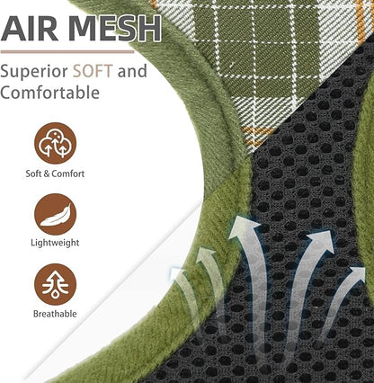 PUPTECK Soft Mesh Dog Harness and Leash Set Pet Puppy Cat Comfort Padded Vest No Pull Harnesses, Olive Green, S