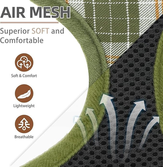 PUPTECK Soft Mesh Dog Harness and Leash Set Pet Puppy Cat Comfort Padded Vest No Pull Harnesses, Olive Green, S