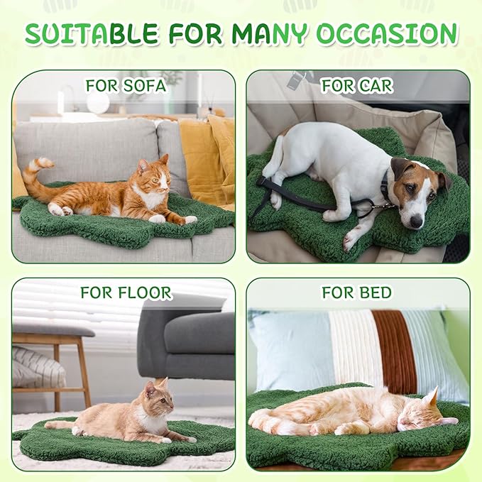 BrightRow 3 Pack Self Warming Pet Bed Leaf Shape Self Heating Cat Dog Mat Washable Thermal Sleeping Pad for Indoor Outdoor Hedgehog, Bunny, Sugar Glider, Rat, Chinchilla(Dark Green,Large-19 x29)