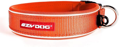 EzyDog Neo Dog Collar - Waterproof & Reflective Dog Collar with Soft Padded Neoprene for Comfort & Durable Nylon – Features Quick Release Buckle and Built-in ID Clip (X-Large, Orange)
